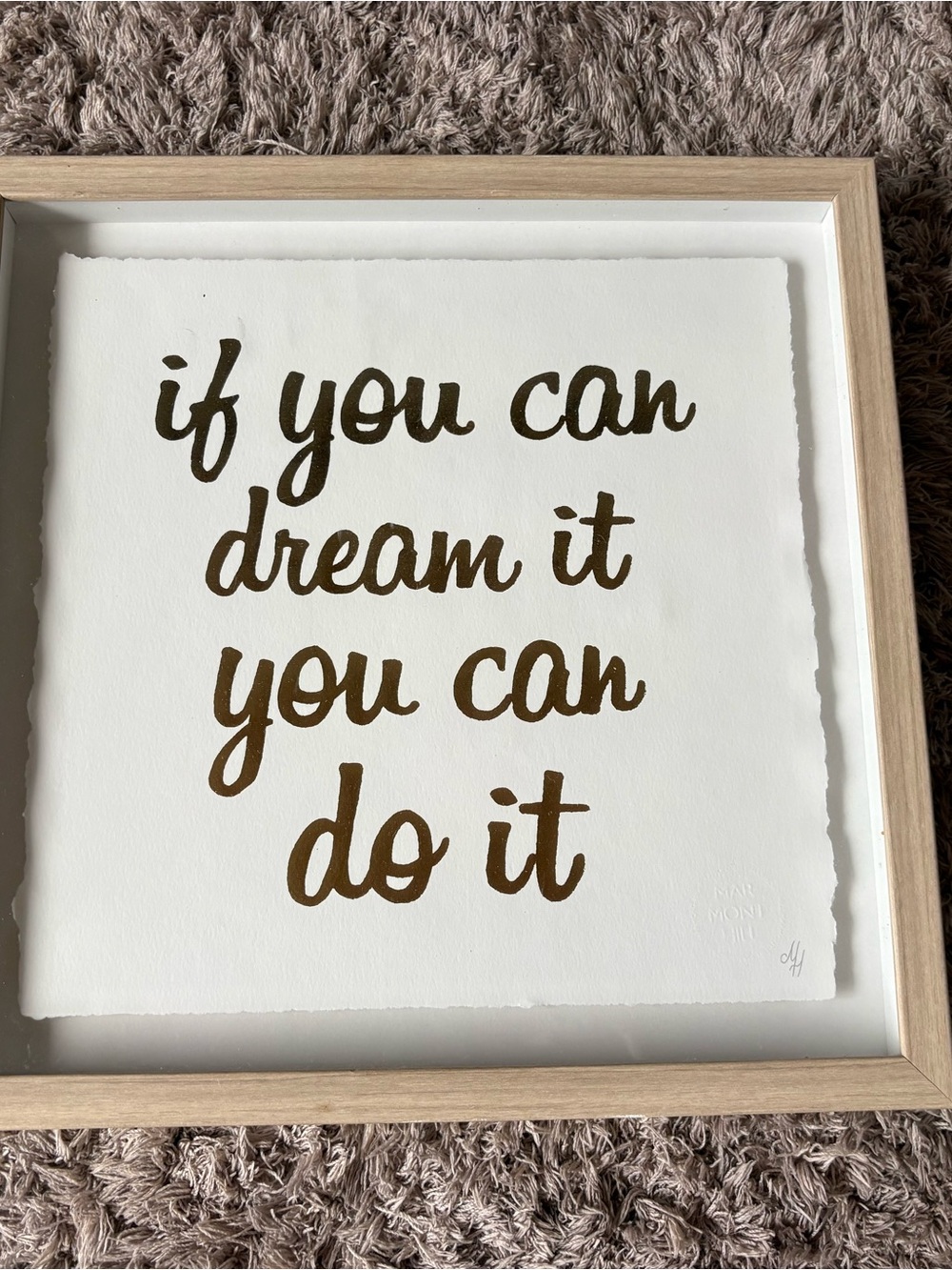 Inspirational Wall Art Print in Brown and White - 'If You Can Dream It'